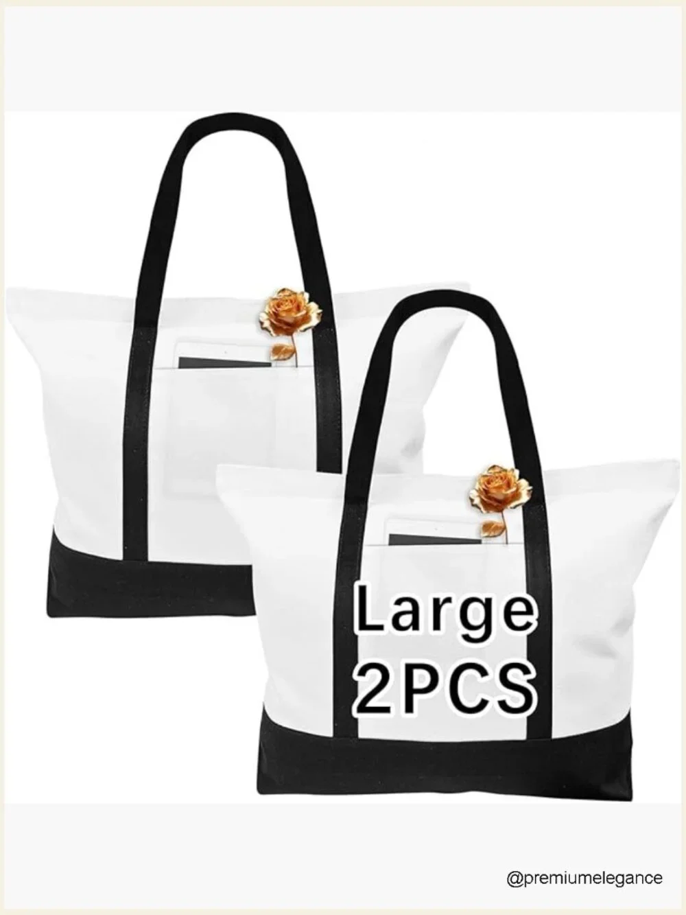 Blank Large Canvas Tote Bag With Zipper and Pockets